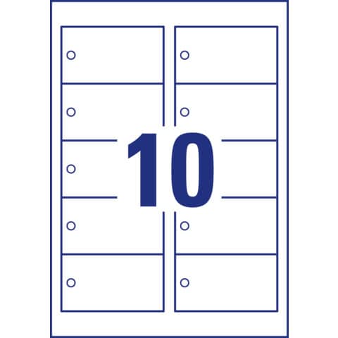 Cartellini micro-perforati Avery ultraresistenti in plastica da 190µ rettangolari in conf. da 100 pz T3001-10