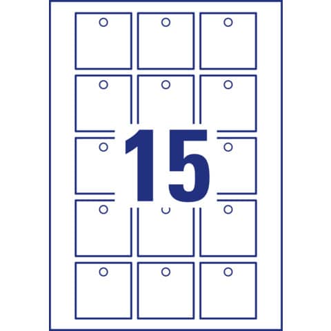 Cartellini quadrati micro-perforati Avery in cartoncino da 220 g in conf. 150 pz 50x50 mm - T2003-10