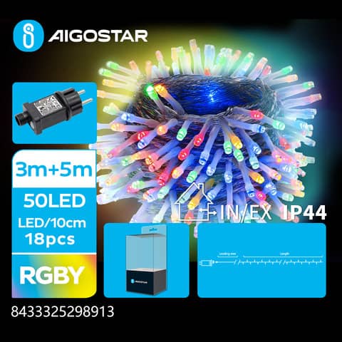 Catena luminosa per interni ed esterni a basso voltaggio Aigostar multicolore 5 m 50 led - 298913