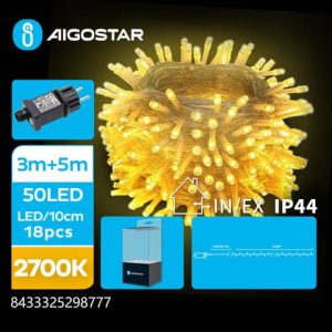 Catena luminosa per interni ed esterni a basso voltaggio Aigostar luce calda 2700 K 5 m 50 led - 298777