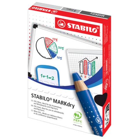 Matitone colorato per lavagne e blocchi Stabilo MARKdry con mina XXL blu 648/41