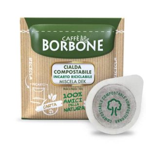 Caffè in cialda compostabile ESE 44 mm qualità Dek Caffe Borbone - conf. da 100 pz - 44BDEK100N