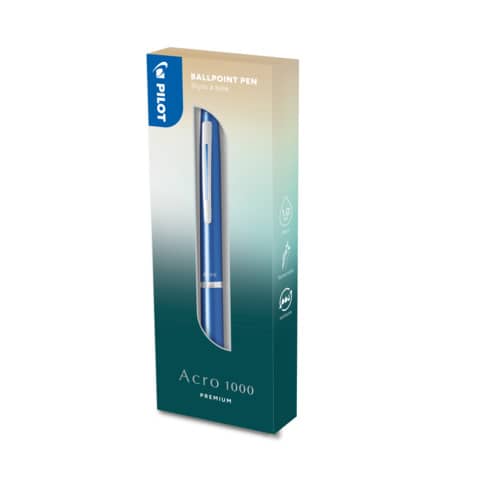 Penna a sfera a scatto Pilot Acroball 1000 1 mm colore blu metallico in confezione regalo - 011252