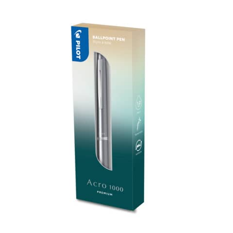 Penna a sfera a scatto Pilot Acroball 1000 1 mm colore argento in confezione regalo - 011253