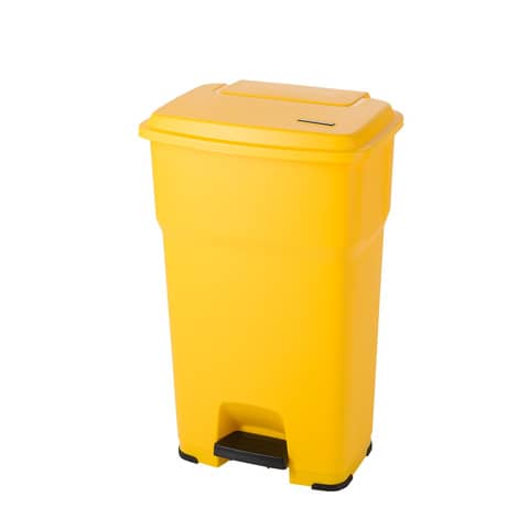 Cestino gettacarte Rotho Hera 85 L con pedale e coperchio giallo - F800073