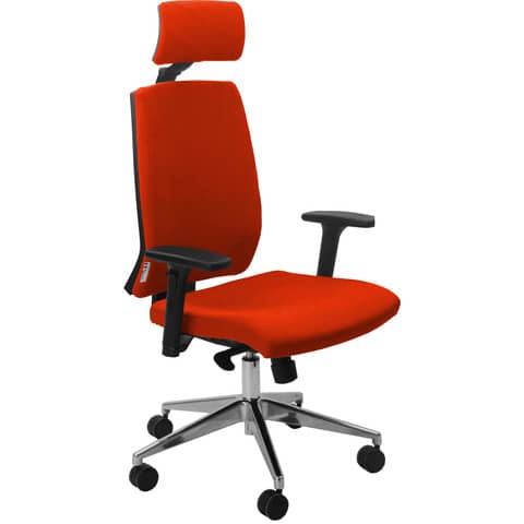 Sedia operativa girevole Unisit Larissa LR1SB con poggiatesta - rivestimento Eco arancione - LR1SB/EA
