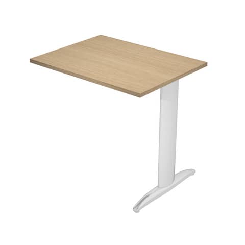Allungo diretto con fianco metal a T 80x60xH.72 cm rovere Presto gamba verniciata effetto cromato -