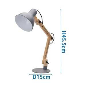 Lampada da scrivania pieghevole legno E27 Aigostar grigia 218188