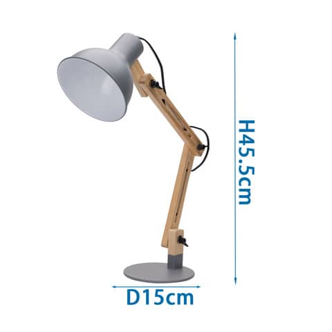 Lampada da scrivania pieghevole legno E27 Aigostar grigia 218188