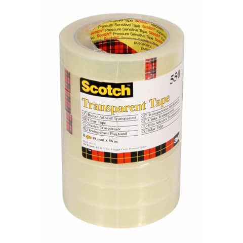 Nastro adesivo Scotch® 550 19 mm x 66 m trasparente torre da 8 rotoli - 550-1966