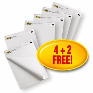 Blocchi da parete di 30 ff con adesivo rimovibile Post-it® Super Sticky bianco 63.5x77.5 cm 4 blocchi+2 omaggio 559 4+2