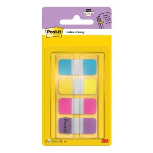 Segnapagina removibili Post-it® Index Strong Mini con dispenser - 4 blocchetti da 10 ff - turchese-giallo-rosa-viola