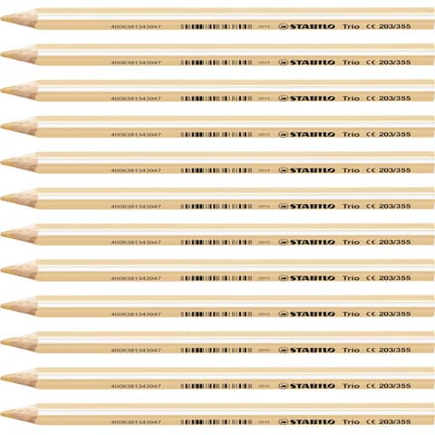 Matite colorate Stabilo Trio Maxi tratto 4,2 mm conf. 12 pezzi carnicino - 203/355