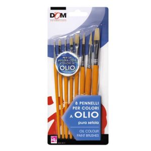 Pennelli DOM in conf. da 8 pezzi - punte e misure assortite - per colori a olio - 11650
