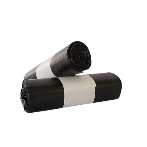 Sacchi immondizia in rotolo Erisack 48x57 cm HDPE 4,9 g - 9my con legaccio - nero - 25 sacchi - SP149