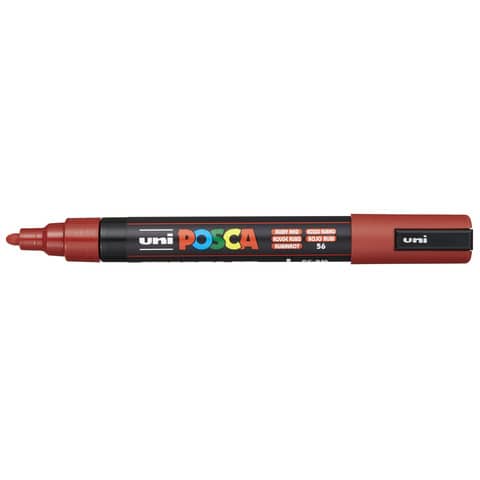 Marcatore a tempera Posca Uni-Ball punta tonda 1,8-2,5 mm rosso rubino M PC5M RR