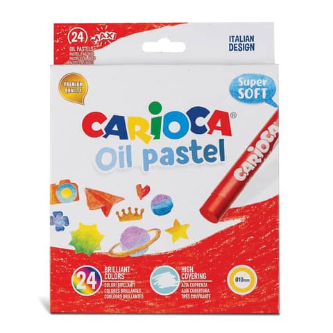 Pastelli a olio Carioca diametro 10 mm - conf. da 24 colori assortiti - 43278