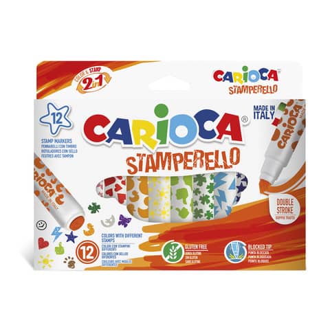 Pennarelli doppia punta Carioca Stamperello - conf. da 12 colori assortiti - 42240