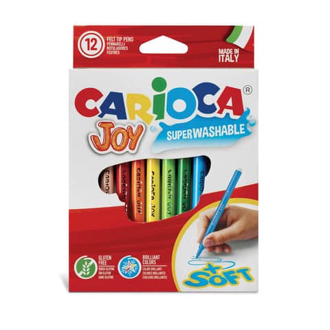 Pennarelli superlavabili Carioca Joy Ø 2,8 mm - conf. da 12 colori assortiti - 40614
