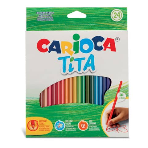 Matite colorate Carioca Tita Ø 3 mm - conf. da 24 colori assortiti - 42794