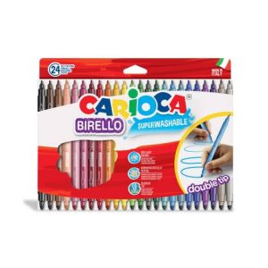 Pennarelli doppia punta Carioca Birello - conf. da 24 colori assortiti - 41521