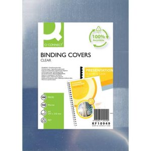 Copertine lucide per rilegatura Q-Connect in PET A4  150 micron - conf. 100 pezzi - KF10949