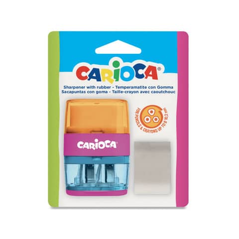 Temperamatite a 2 fori Carioca con gomma e serbatoio - 43107