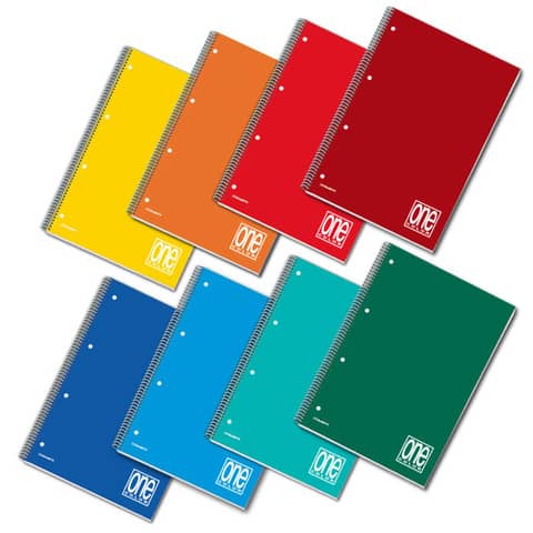 Quaderno spiralato One Color A5+ 80 g/m² - 60 fogli microperforati - rigatura 4M - 1147