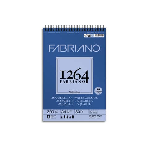 Blocco acquerello spiralato Fabriano 300 g - 30 fogli A4 - 19100649