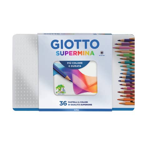 Matite colorate Giotto Supermina in scatola di metallo conf. 36 colori assortiti - F236900
