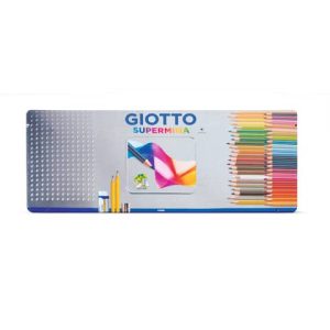 Matite colorate Giotto Supermina in scatola di metallo conf. 46 colori assortiti + 4 accessori - F237500