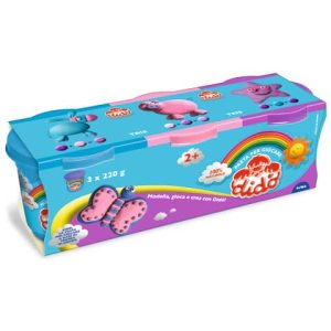 Pasta modellabile Didò Tris 3 x 220 g nei colori azzurro, viola e rosa - conf. 3 pz - F390464