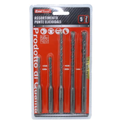 Kit punte da muro ad innesto Emi per tassellatore - attacco SDS - conf. da 5 pezzi - 8100813