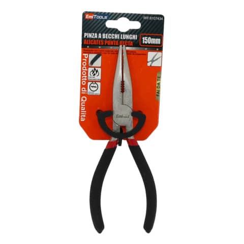Pinza a becchi lunghi con impugnatura in gomma Emi - 150 mm - 8107434