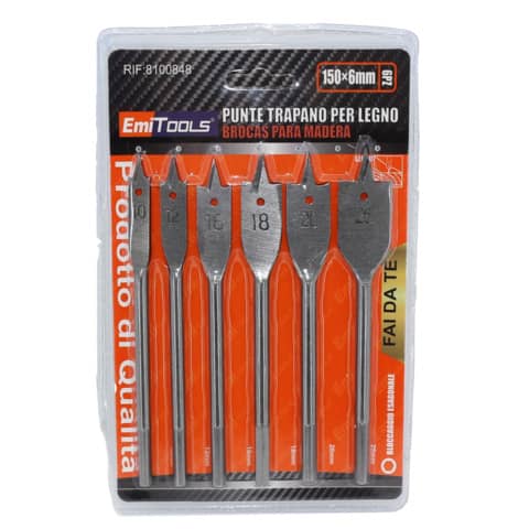 Punte legno a fresa Emi per fori 10/25 mm conf. da 4 pezzi - 8100848