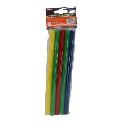 Stick di colla a caldo Emi 20 cm Ø 11 mm - colori assortiti - conf. 5 pezzi - 8800261