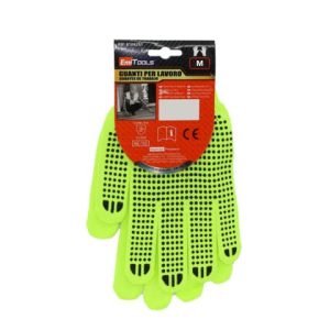Guanti da lavoro in nylon Emi - antiscivolo - 8/M - giallo fluo - EN 388:2016 214XX - 8104280