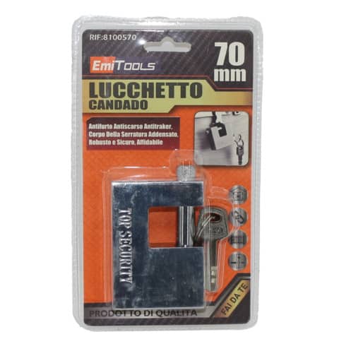 Lucchetto in acciaio di sicurezza Emi chiusura a pistone - 70x20x50 mm - 8100570