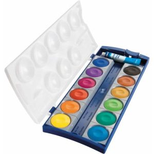 Acquarelli Pelikan Premium K12 - 12 godet assortiti con tubetto da 7,5 ml di bianco + tavolozza - 720854
