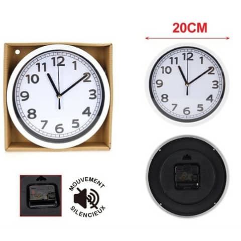 Orologio da parete Emi fondo bianco numeri neri Ø 20 cm - 8500330