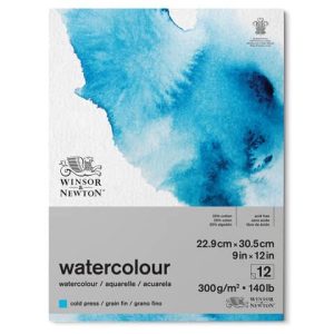 Blocco collato di carta per acquerello Winsor&Newton formato A4 300 gr - 12 fogli  - 6667002
