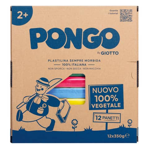 Panetto di plastilina vegetale modellabile 350 g conf. da 12 colori assortiti F603600