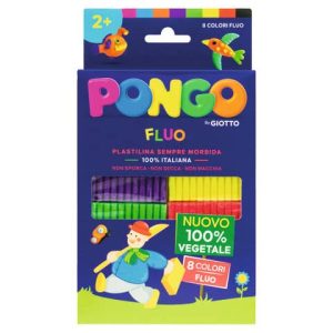 Panetti di plastilina 100% vegetale Pongo by Giotto 264 g conf. da 8 colori fluo assortiti - F603200