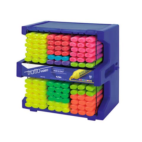 Espositore modulare 108 evidenziatori Tratto Video - colori assortiti - F893900