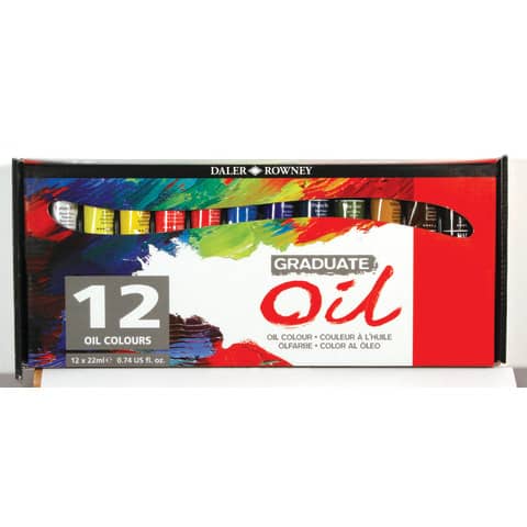 Colori a olio Daler Rowney Graduate Oil in tubetto 22 ml - 12 colori assortiti - D117522012