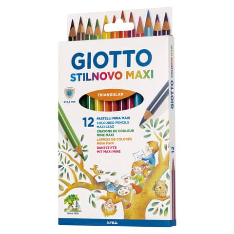 Matite colorate Giotto Stilnovo Maxi in conf. 12 pezzi colori assortiti - F225900