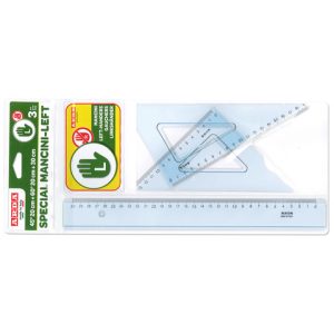 Set disegno 3 pezzi per mancini Arda 2 squadre 45°e 60° + 1 righello 30 cm 70420MAN