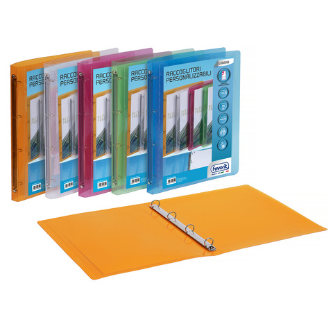 Raccoglitore personalizzabile Favorit Lumina in PPL A4 4 anelli tondi Ø 15 mm - 22x30 cm - assortiti - 400116631