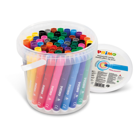 Pennarelli superlavabili Primo Jumbo punta conica 7,6 mm in conf. da 60 colori assortiti - 621BPJ60