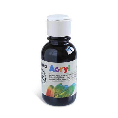 Colore acrilico Primo in bottiglia PET con tappo dosatore 125 ml - 800 nero - 402TA125800
